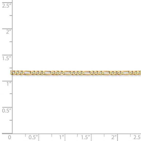 2.25mm, 14k Yellow Gold, Flat Figaro Chain Necklace, 28 Inch